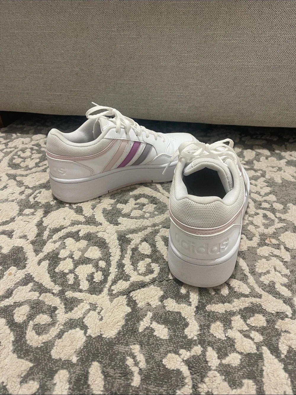 adidas White Sneakers with Pale Pink Trim